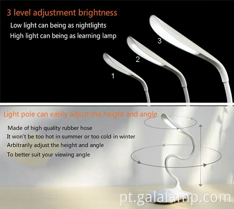 Lâmpada de mesa de controle de controle de toque ajustável com proteção ocular